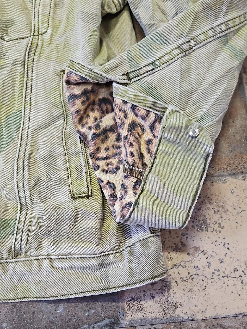 One Teaspoon Animal Print Camo Denim Jacket Bandits Jacket Size XS